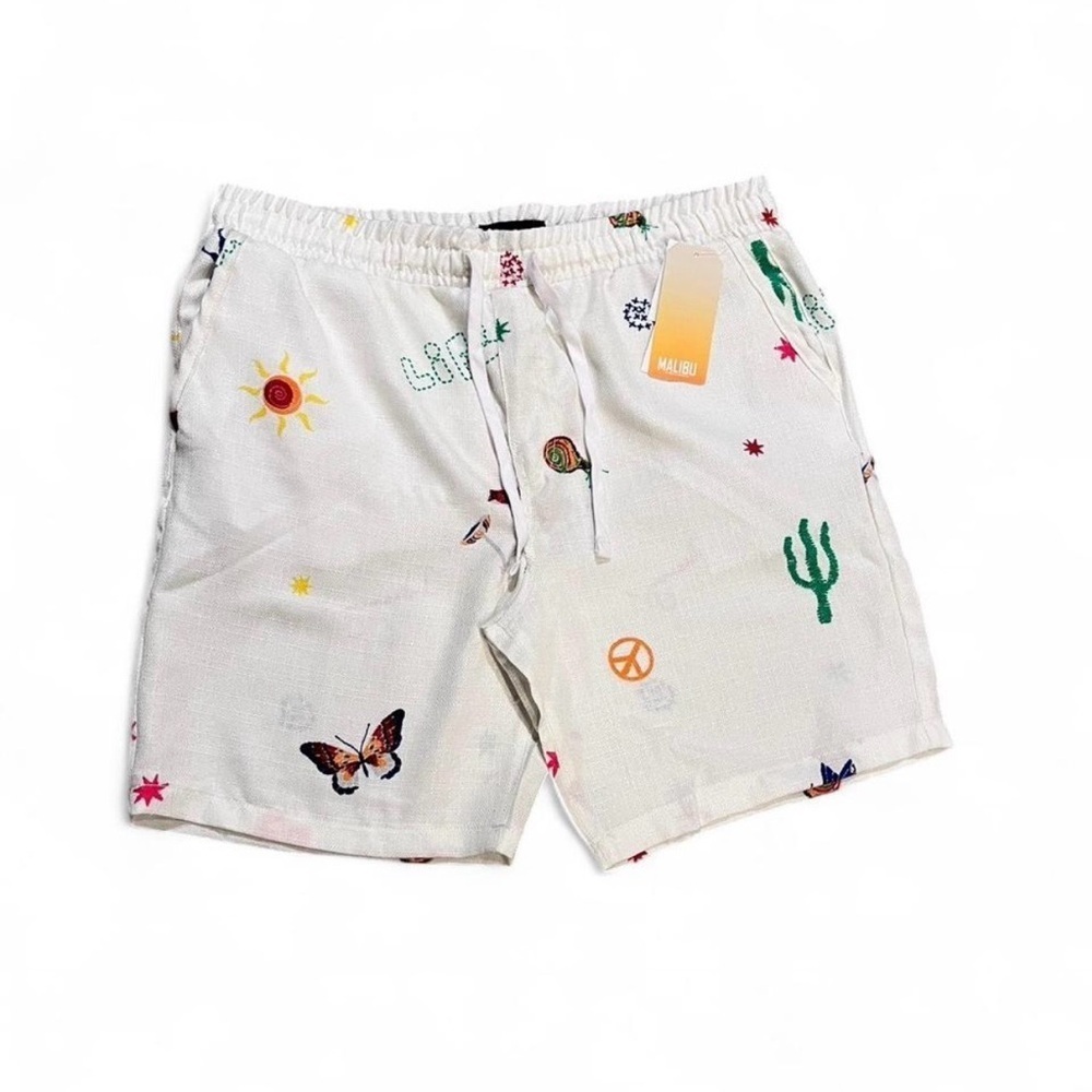 Malibu by Drill Clothing Co Men’s White with Embroidered Design Resortwear Sz 2X